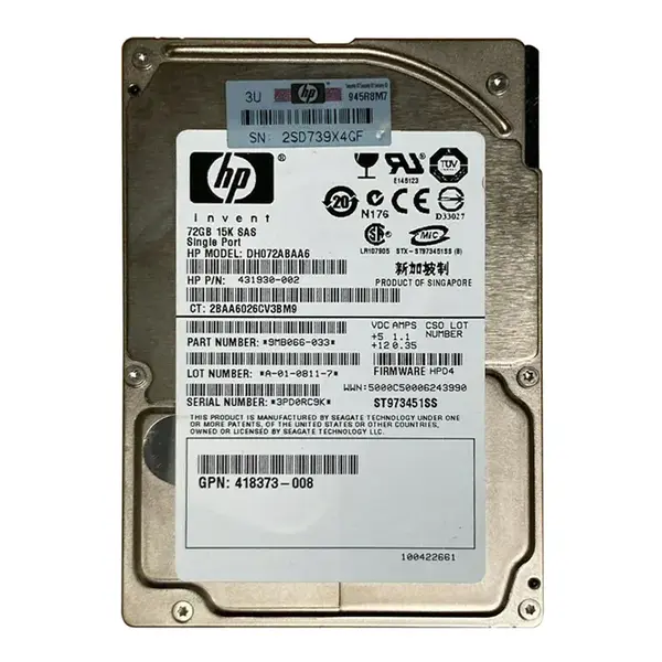 9MB066-033 Seagate 73.4GB 3Gb/s SAS 15000 2.5-inch 16MB Hard Drive