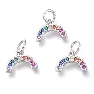 Brass Micro Pave Clear Cubic Zirconia Pendants