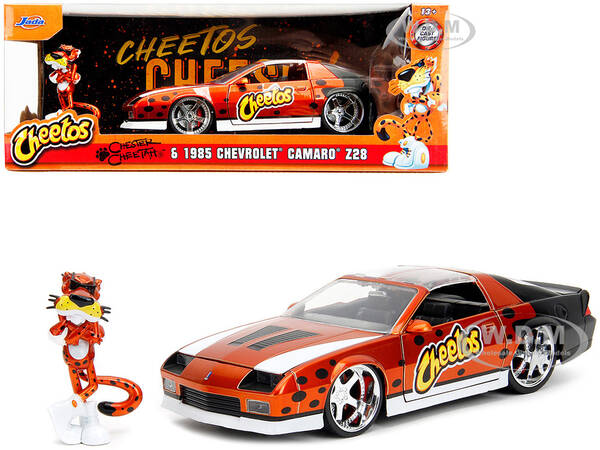 1985 Chevrolet Camaro Z/28 Orange Metallic with Graphics and Chester Cheetah Diecast Figure \