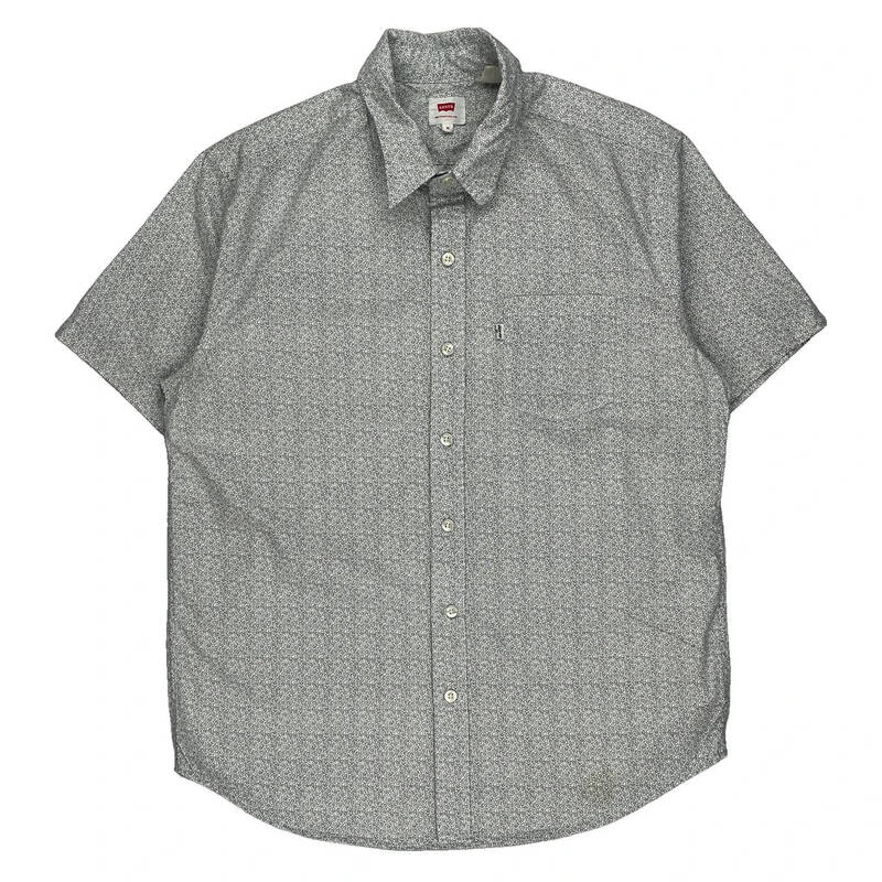 Levis Short Sleeve Shirt - Medium Black & White Cotton