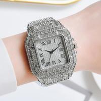 Luxury Moissanite Iced Out Watches - Hip Hop Bust Down Unisex Diamond Watch, Stainless Steel & Studded with Sparkling Moissan...