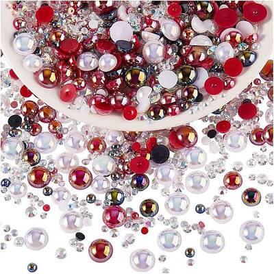 60g Resin patch multi size mixed pearl patch DIY jewelry accessories(2 bags)