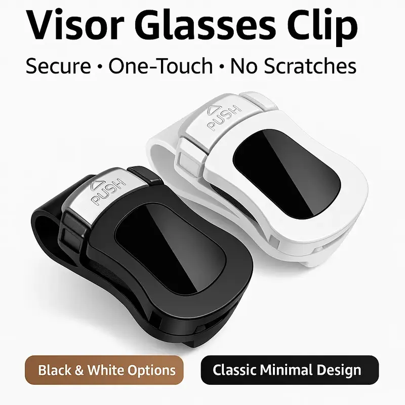 Universal Car Glasses Holder - Mirrored Glasses Clip for Sun Visor, Glasses Hook Clip, Car Interior Accessories with Alloy Hi...