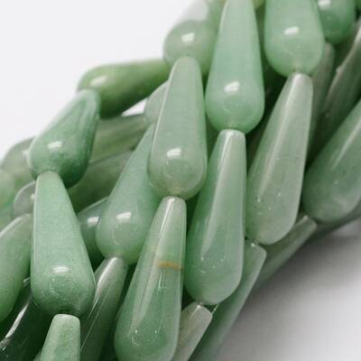 Natural Green Aventurine Teardrop Beads Strands