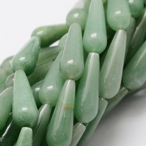 Natural Green Aventurine Teardrop Beads Strands