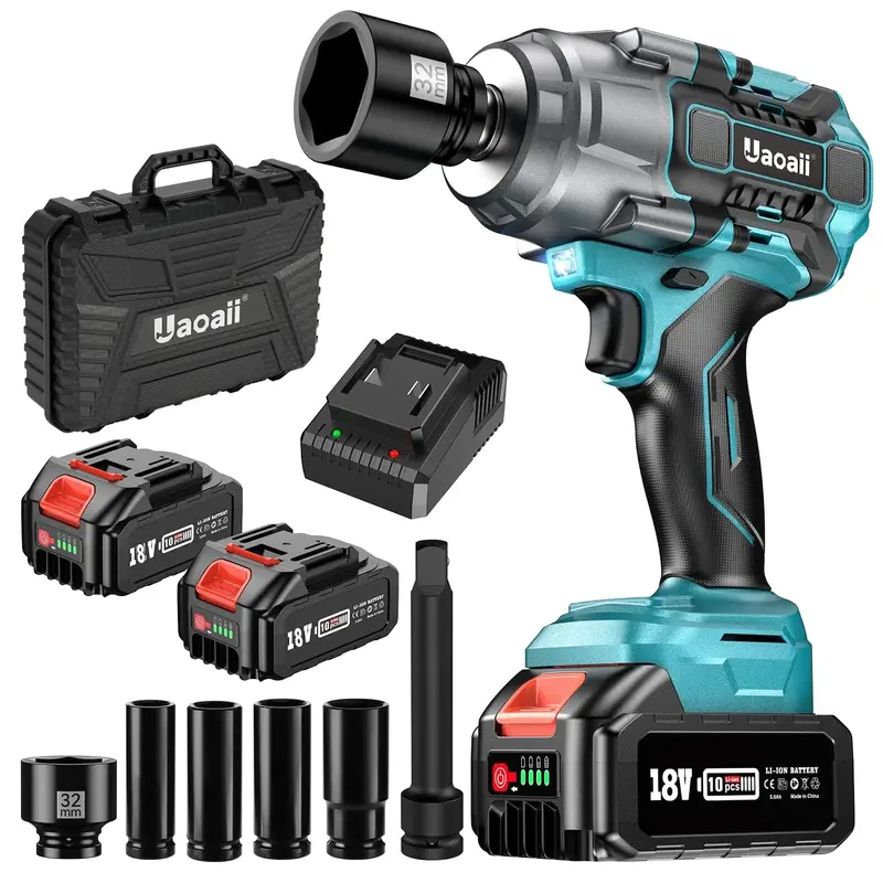 1300Nm(960ft-lbs) Cordless Impact Wrench Torque Beast, 1/2 Battery  Gun w/ 2X 5.0Ah Battery, 5 Sockets & Storage Box, Electri...