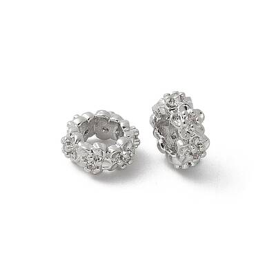 Brass Micro Pave Cubic Zirconia Daisy Spacer Beads