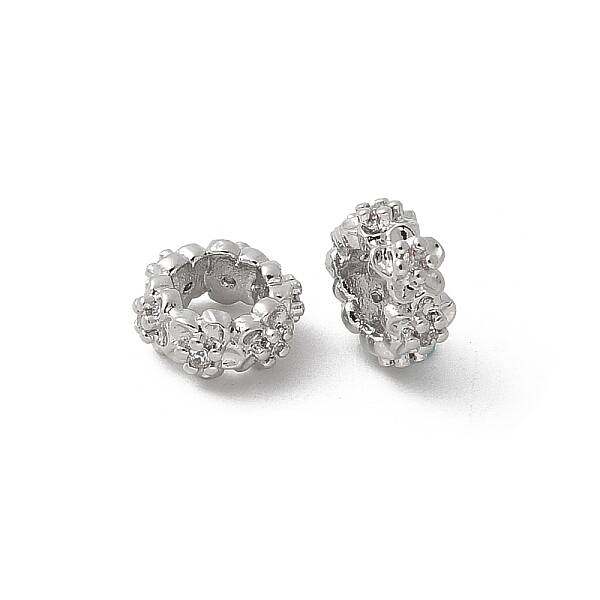 Brass Micro Pave Cubic Zirconia Daisy Spacer Beads
