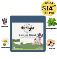 Herblight Calming Night Herbal Tea-Sleep Support Stress Relief | Ashwagandha, Chamomile, Lavender& Licorice| Caffeine Free | ...