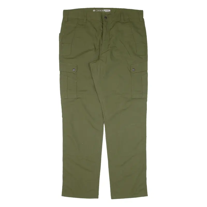 CARHARTT IRR Carpenter Double-knee Cargo Workwear Mens Trousers Green Straight W38 L33