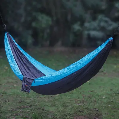 NOVICA Highland Dreams Grey Turquoise Portable Parachute Fabric Hammock (Double)