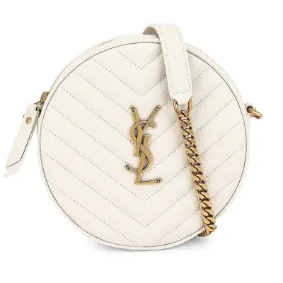 Pre-owned Yves Saint Laurent Leather Crossbody Bags NEW! Monogramme Round Bag in Cream Soft