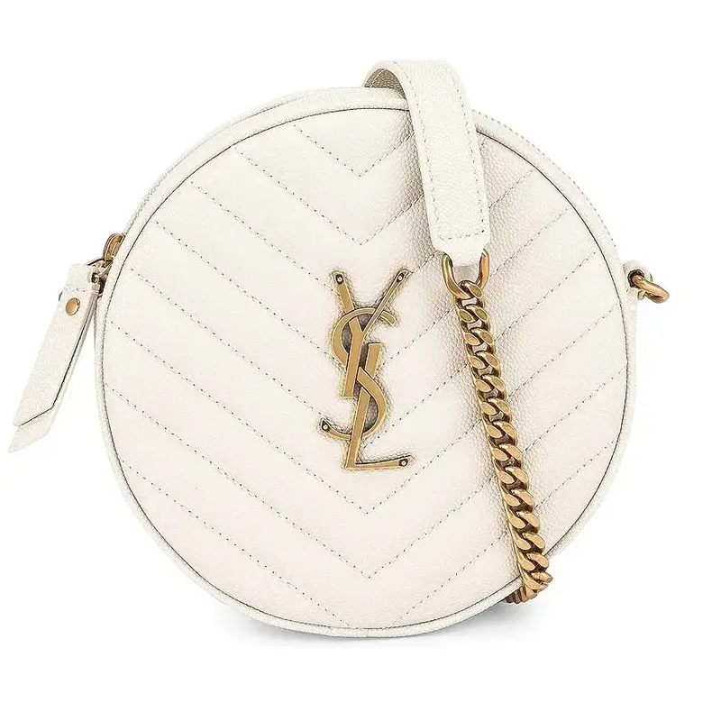 Pre-owned Yves Saint Laurent Leather Crossbody Bags NEW! Monogramme Round Bag in Cream Soft