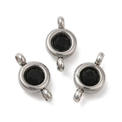 304 Stainless Steel Single Rhinestone Connector Charms