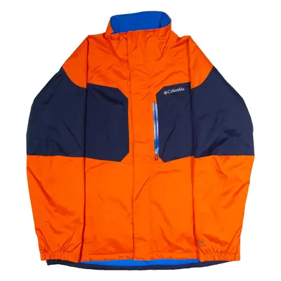 COLUMBIA Mens Ski Jacket Orange Colourblock XL