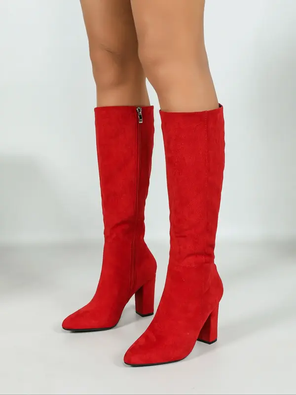 Women's Fashionable Solid Color Pointed Toe Boots, Elegant Zipper Design Boots for Daily Wear, Female All-match Trend Shoes f...