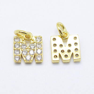 Brass Micro Pave Grade AAA Cubic Zirconia Charms