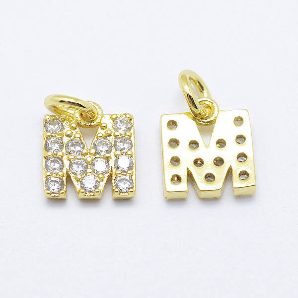 Brass Micro Pave Grade AAA Cubic Zirconia Charms