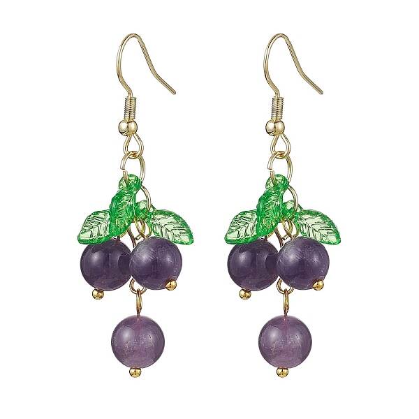 Natural Amethyst Grapes Dangle Earrings
