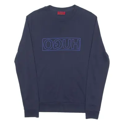 HUGO Mens Sweatshirt Blue Crew Neck S