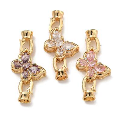Brass Micro Pave Cubic Zirconia Fold Over Clasps
