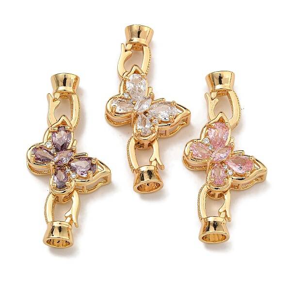 Brass Micro Pave Cubic Zirconia Fold Over Clasps