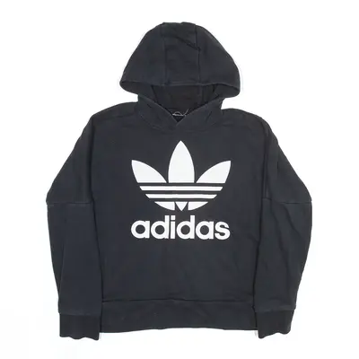 ADIDAS Cropped Sports Black Pullover Hoodie Womens S