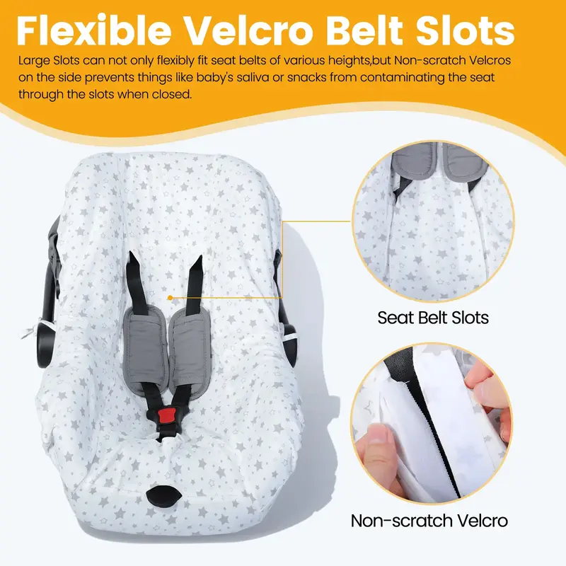 Orzbow Infant Car Seat Cover Liner, 100% Cotton Baby Seat Protector Cover, Universal Fit Carseat Liner for Travel System Car ...