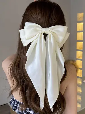 Women's Elegant Solid Color Double Layered Bow Decor Hair Clip, Casual Trendy Large Size French Clip, Fashion Hair Accessorie...