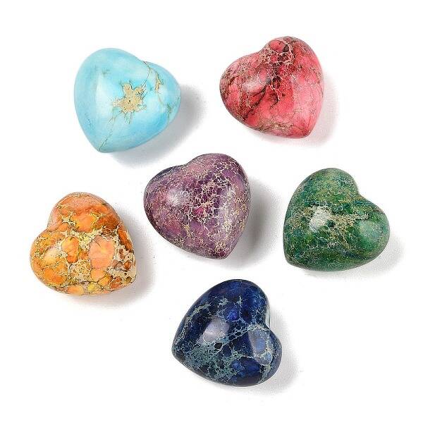 Dyed Natural Imperial Jasper Heart Palm Stone