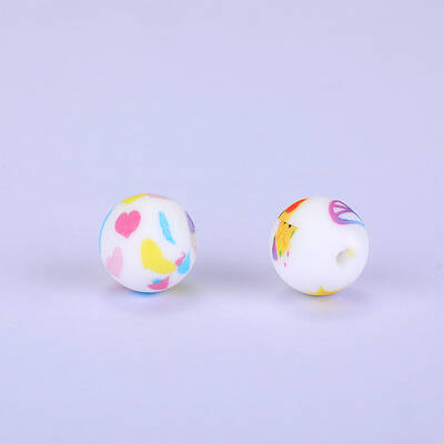 Printed Round Silicone Focal Beads