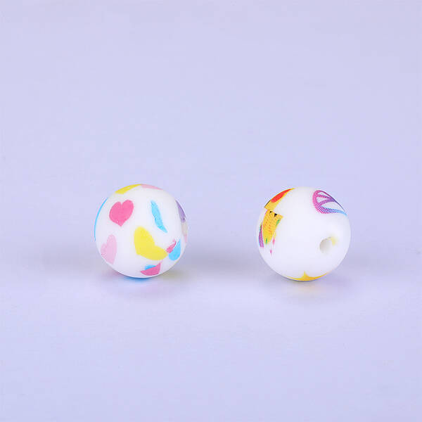 Printed Round Silicone Focal Beads