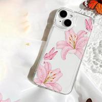 Floral & Butterfly Pattern Phone Case, Clear Shockproof Phone Protective Cover, Phone Accessory Compatible with iPhone 11 12 ...