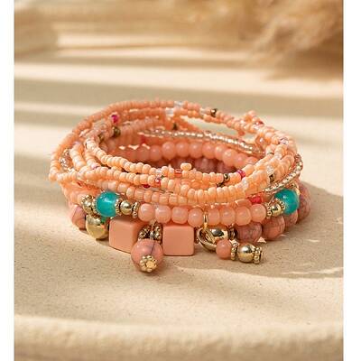 Bohemian Glass Beaded Stretch Bracelet Sets
