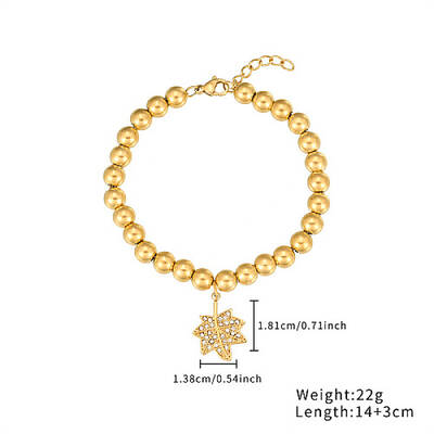 Stainless Steel Crystal Rhinestone Ball Beaded Bracelets with Pendants