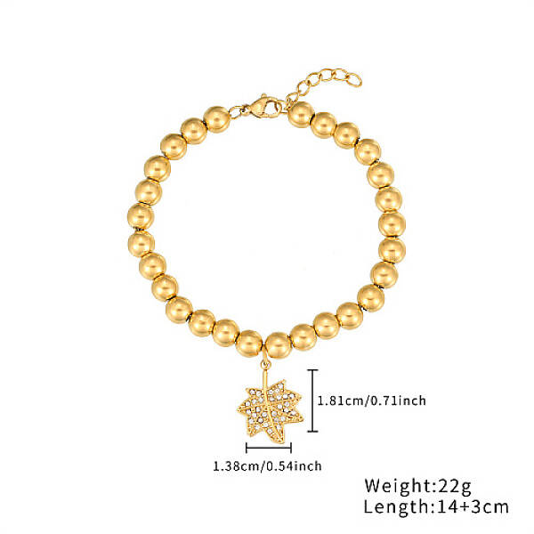 Stainless Steel Crystal Rhinestone Ball Beaded Bracelets with Pendants