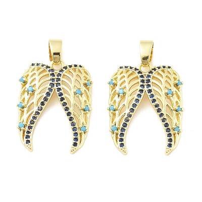 Wings Brass Micro Pave Cubic Zirconia Pendants