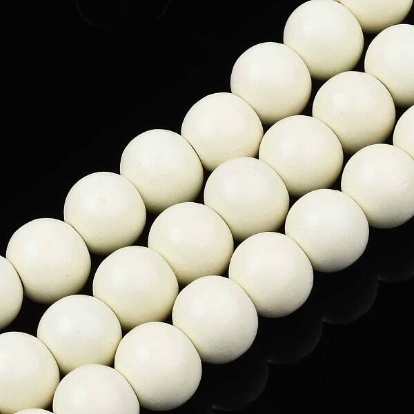 Painted Natural Wood Beads Strands