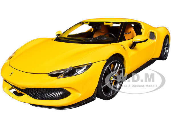 Ferrari 296 GTB Yellow Race + Play Series 1/18 Diecast Model Car by Bburago