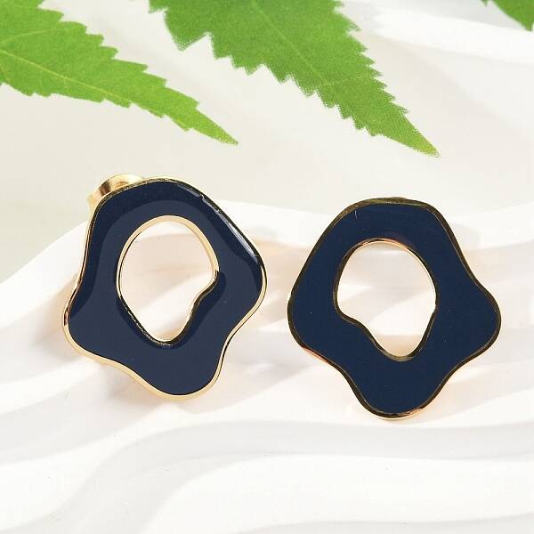 304 Stainless Steel Enamel Stud Earrings