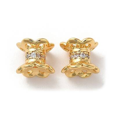 Brass Micro Pave Cubic Zirconia Spacer Beads