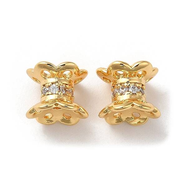 Brass Micro Pave Cubic Zirconia Spacer Beads