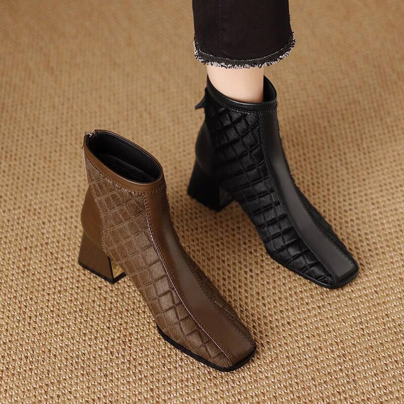 CHIKO Adonica Square Toe Block Heels Ankle Boots