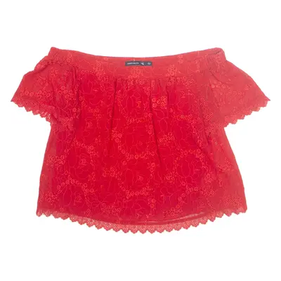 KAREN MILLEN Womens Off Shoulder Blouse Red Off Shoulder UK 12