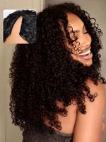 Mamushow V Part Wigs With Drawstring Human Hair No Leave Out Upgrade U Part Wig for Black Women Human Hair Kinky Curly Gluele...