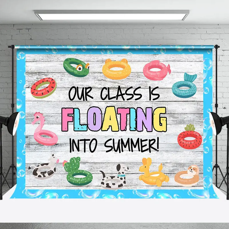 Floating Into Summer Swimming Pool Wooden Backdrop