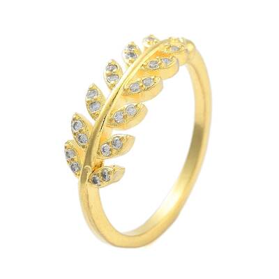 Clear Cubic Zirconia Leaf Finger Rings