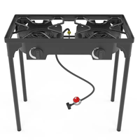 Outdoor Portable Stove, 2 Burner with Gas Premium Hose Applies to Propane Tank, Detachable Legs for Backyard Kitchen, Camping...