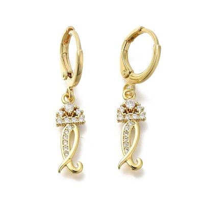 Brass Clear Cubic Zirconia Hoop Earrings