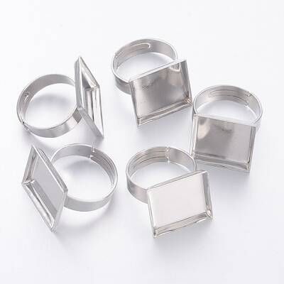 Platinum Plated Adjustable Brass Pad Ring Components For Jewelry Making